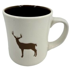 Starbucks 2008 Coffee Mug Brown Impressed Buck Deer Hunting Lodge 12 oz EUC